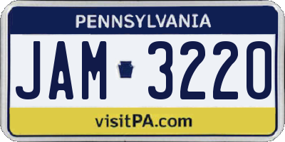 PA license plate JAM3220