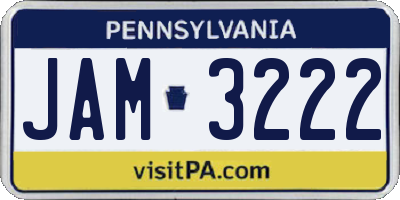 PA license plate JAM3222