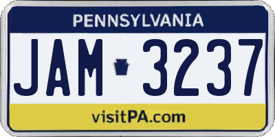 PA license plate JAM3237
