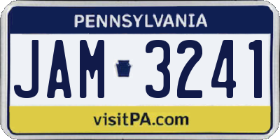PA license plate JAM3241