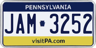 PA license plate JAM3252