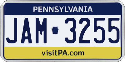 PA license plate JAM3255