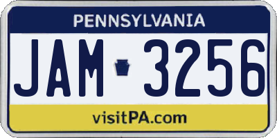 PA license plate JAM3256