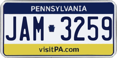 PA license plate JAM3259
