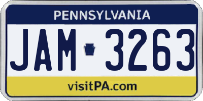 PA license plate JAM3263