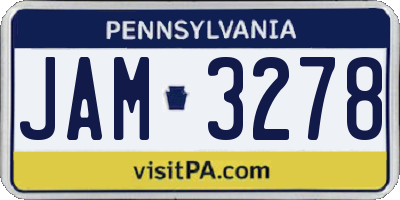 PA license plate JAM3278