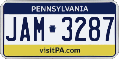 PA license plate JAM3287