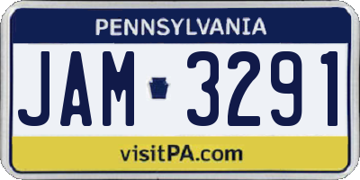 PA license plate JAM3291