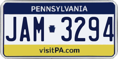 PA license plate JAM3294