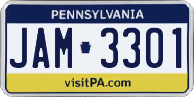 PA license plate JAM3301