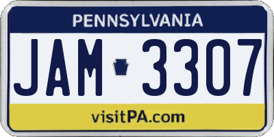 PA license plate JAM3307