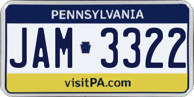 PA license plate JAM3322