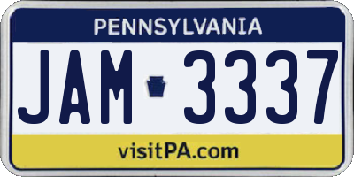 PA license plate JAM3337