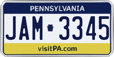 PA license plate JAM3345