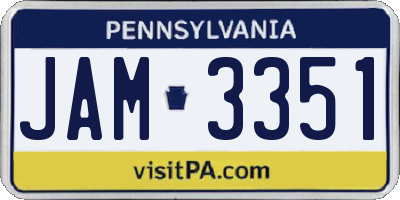 PA license plate JAM3351