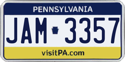 PA license plate JAM3357