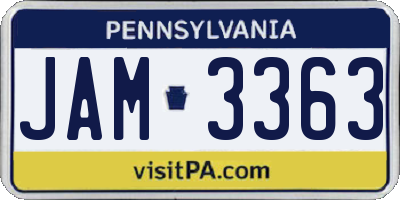PA license plate JAM3363