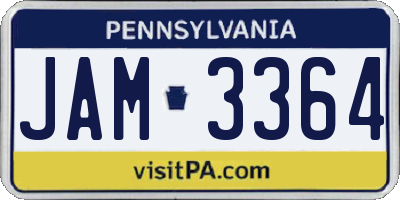 PA license plate JAM3364