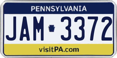 PA license plate JAM3372