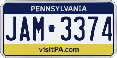 PA license plate JAM3374