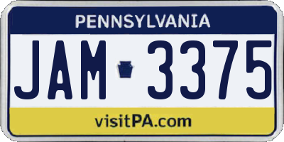 PA license plate JAM3375