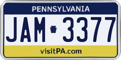 PA license plate JAM3377