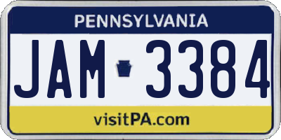 PA license plate JAM3384
