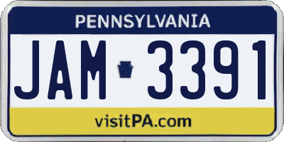 PA license plate JAM3391