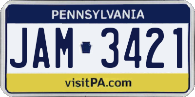 PA license plate JAM3421