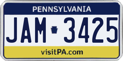 PA license plate JAM3425