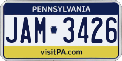 PA license plate JAM3426