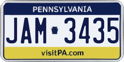 PA license plate JAM3435