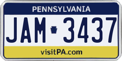 PA license plate JAM3437