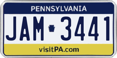 PA license plate JAM3441