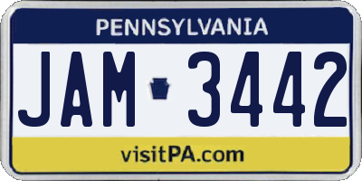 PA license plate JAM3442