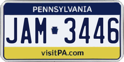 PA license plate JAM3446