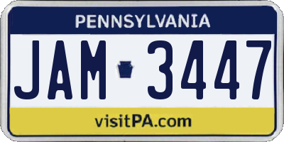 PA license plate JAM3447