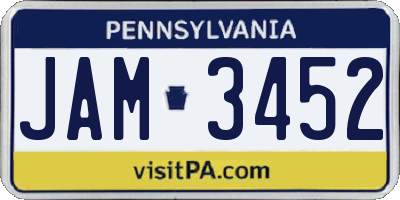 PA license plate JAM3452
