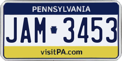 PA license plate JAM3453