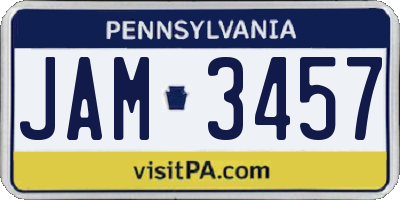 PA license plate JAM3457