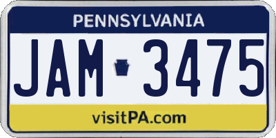 PA license plate JAM3475