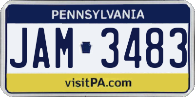 PA license plate JAM3483