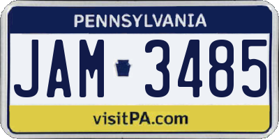 PA license plate JAM3485