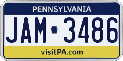 PA license plate JAM3486