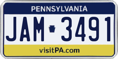 PA license plate JAM3491