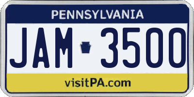 PA license plate JAM3500