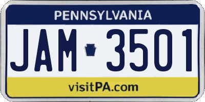 PA license plate JAM3501