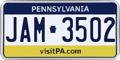 PA license plate JAM3502