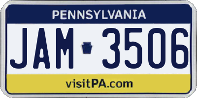 PA license plate JAM3506