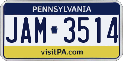 PA license plate JAM3514